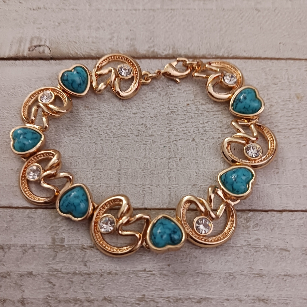 Gold Tone & Turquoise Bracelet